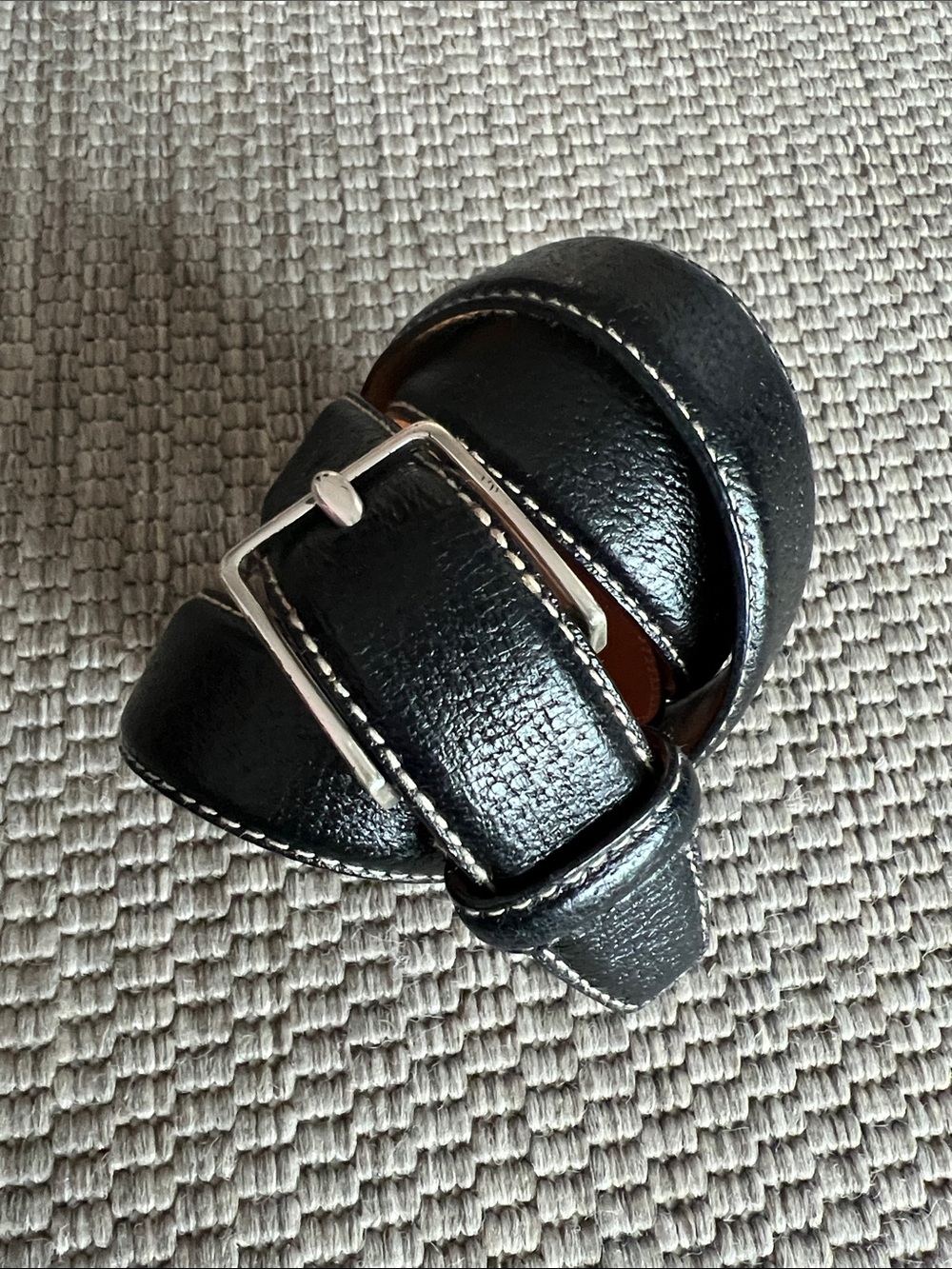 Lauren Ralph Lauren Genuine Italian Leather contrast stitch black belt size L